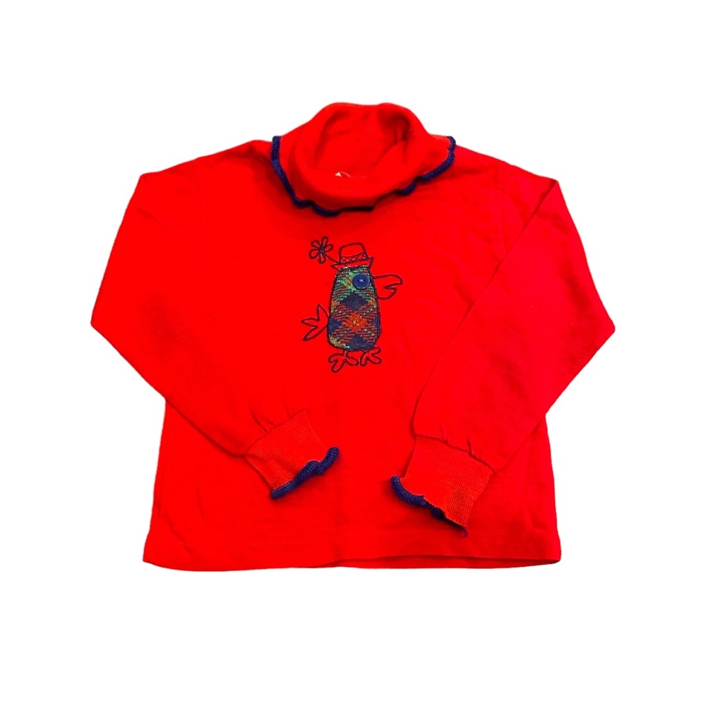 Vintage Carter’s Plaid Bird Appliqué Turtleneck
